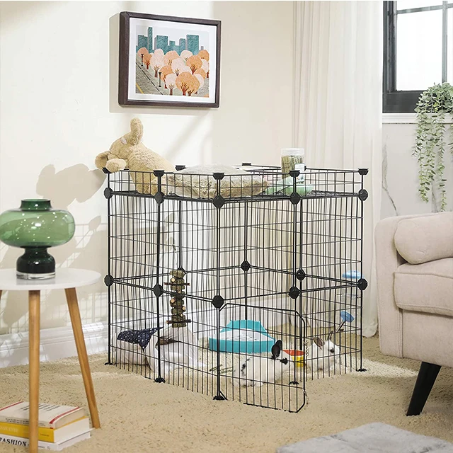 Wire Cube Shelving Small Steel Plastic Animal Cages Rabbit Hamsters Lapin