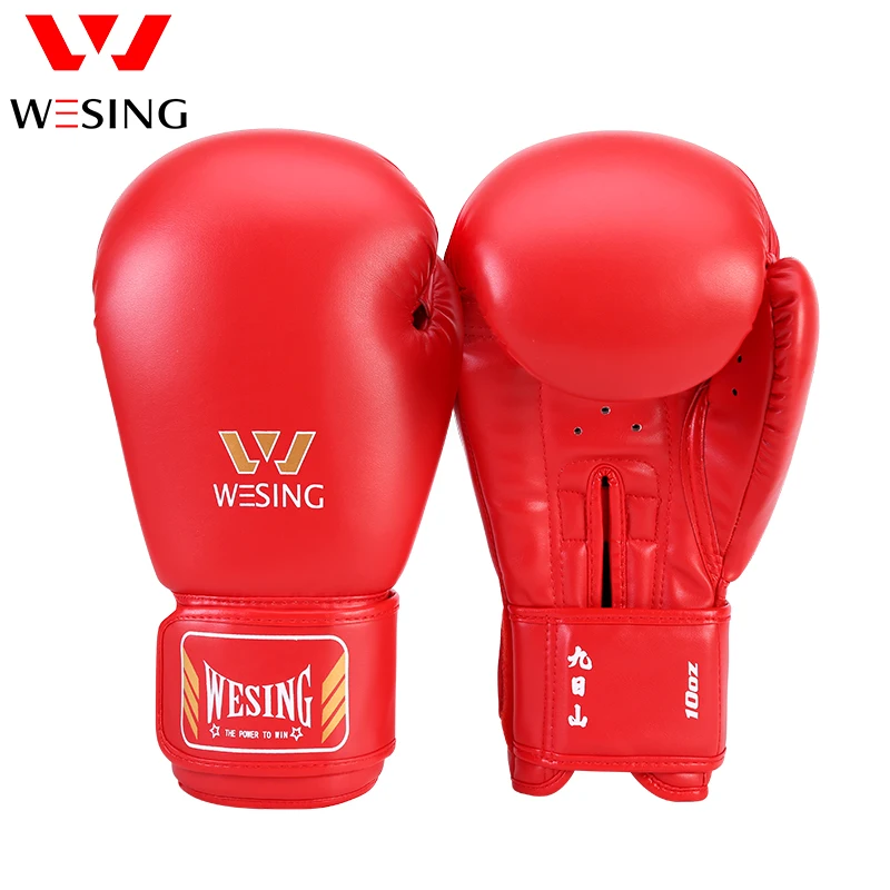 Wesing High Quality Custom Logo Guantes Boxing Gloves Wholesale Pu Leather Red Boxing Gloves