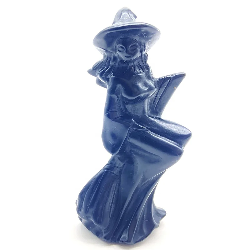 Carving Witch Yooperlite Figurine Obsidian Crystal Wholesale Natural Black Europe Feng Shui New Year Holiday Decoration & Gift