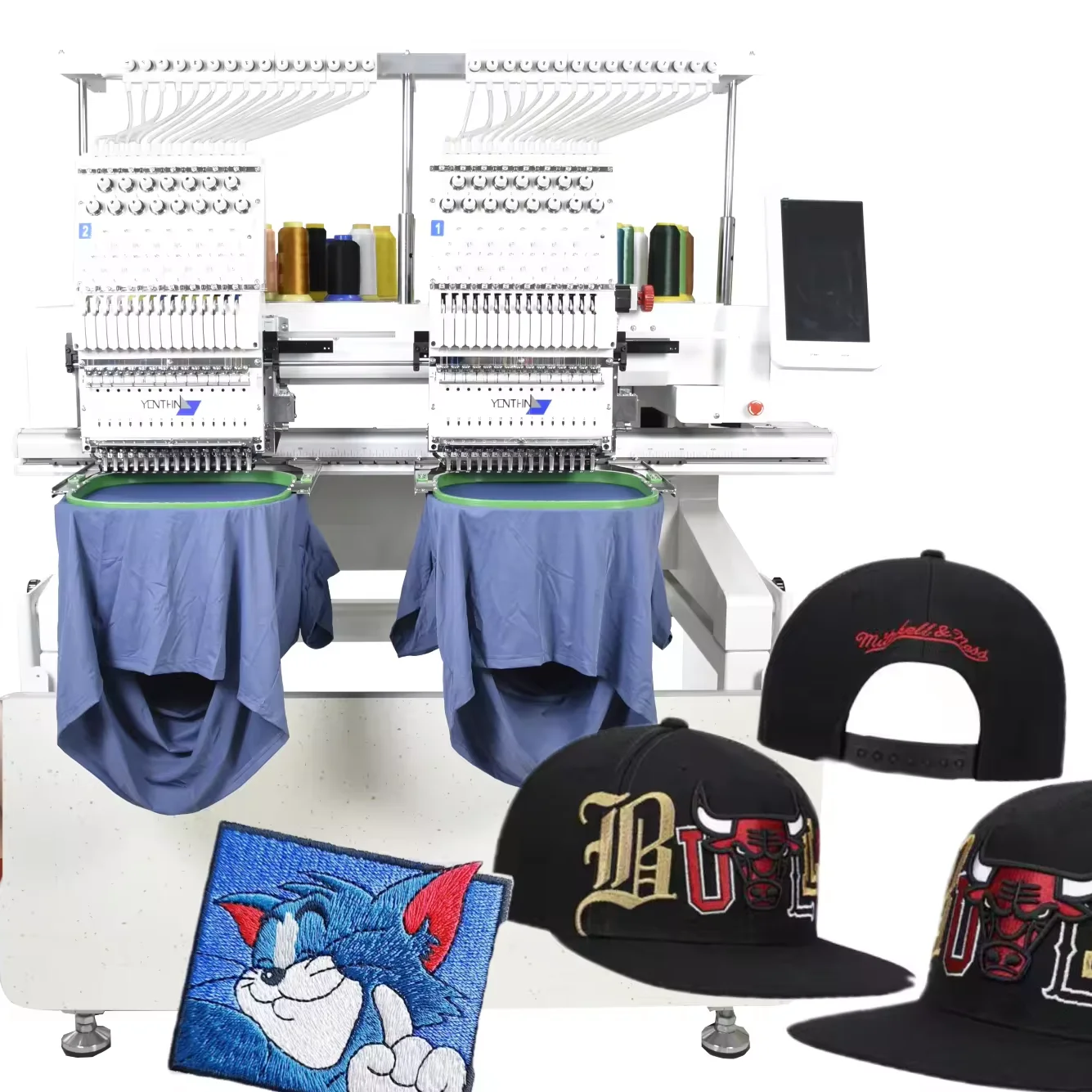 Yonthin yx-m 1202 two head melco embroidery machine usa warehouse cap tshirt hoodies leather towel computerized embroidery