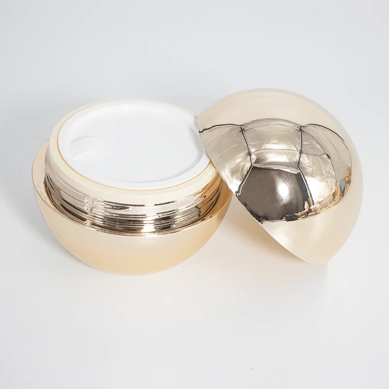 30g 50g Reflective Plastic Cosmetic Container Luxury Gold Sphere Cream Jar Acrylic Packaging