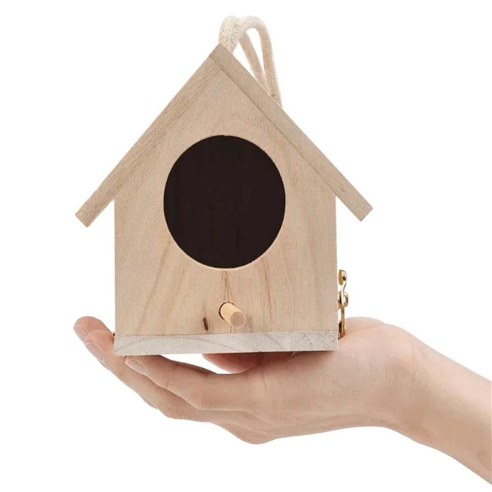 Garden patio perch natural decorative DIY toy factory wholesale country cottages wood bird house hanging