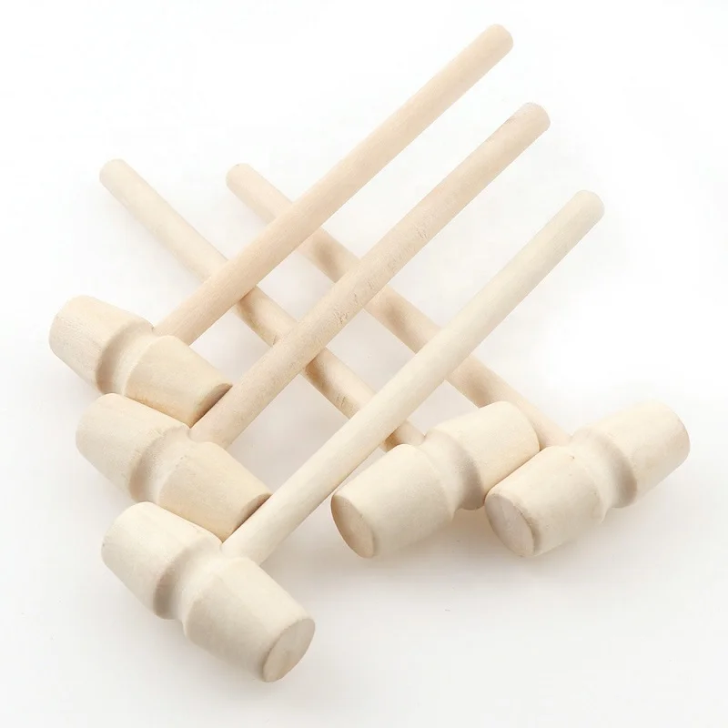 Pine mini wood hammer lobster crab seafood hammers martillos de madera cake small wooden mallet hammers for chocolate