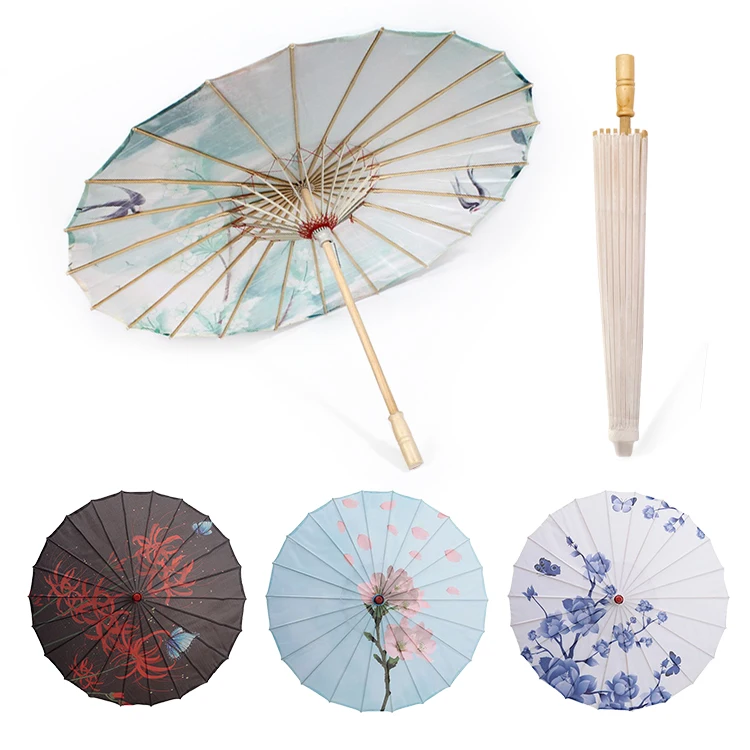 Custom Japanese Chinese Decoration Wood Umbrellas Craft Dance Props Parasols Handmade Silk Oiled Paper Umbrella