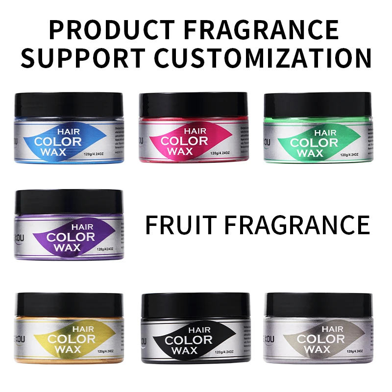 Private Label One-time Hair Paint Wax Blue Red Yellow 9 Colors Dye Temporary Hair Color Mud Clay