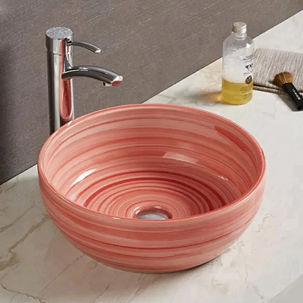round porcelain wash basin ceramic bathroom vanity top sink red lavabo bowl