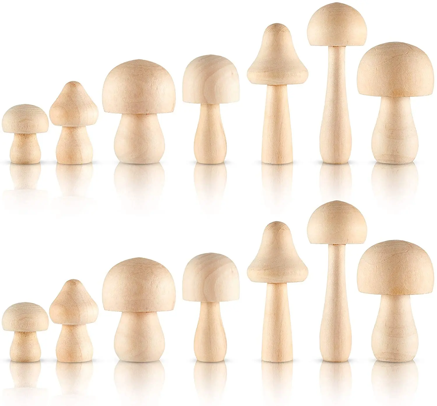 Natural Unfinished Various Sizes Mushrooms Wooden Mushroom Craft for Art Craft