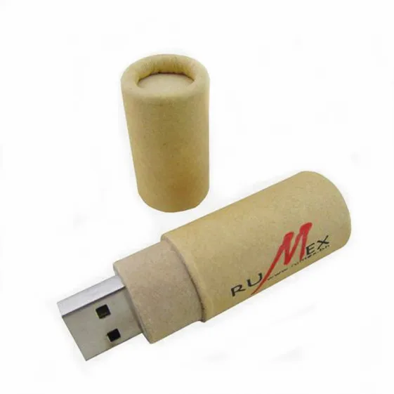 Customized logo printing recycled carton paper material Cylinder usb flash drive