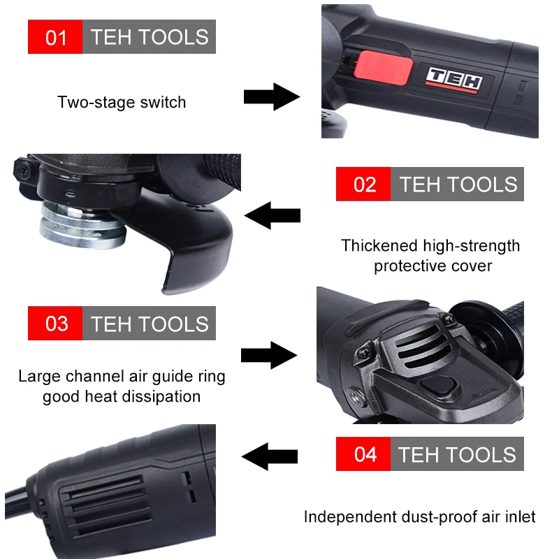 TEH 125mm 5 Inch Variable Speed Electric Angle Grinder