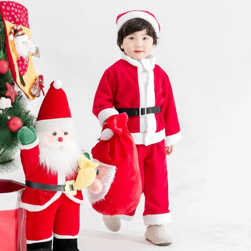 Hot Sale Dress Up Santa Costume For Christmas Kids Clothes Christmas Santa Claus Costumes For Boys And Girls