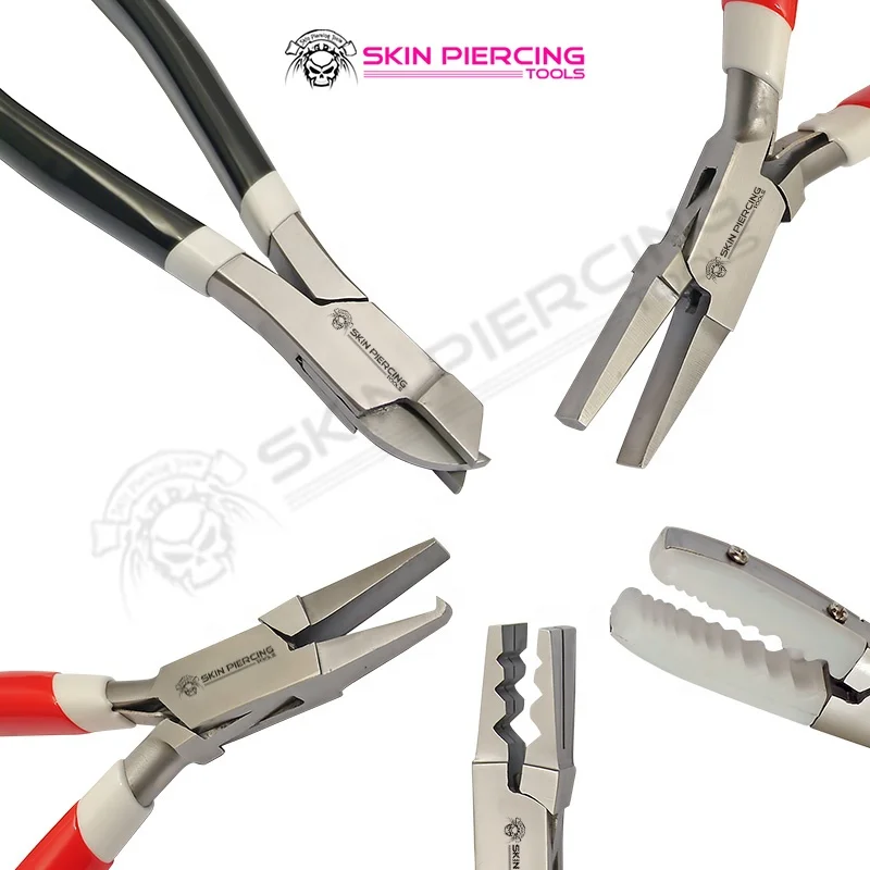 
Set of 5x Flat Half Round, Prong Opening Bow Closing Tube Holding Nylon Jaw & Tube Holding Cutting Pliers 