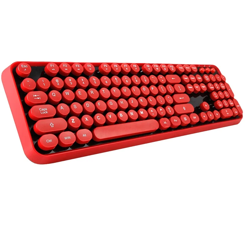 Full Size Layout Keyboard Retro Keyboard And Round Mouse Combo Set Mix-colored Keycaps
