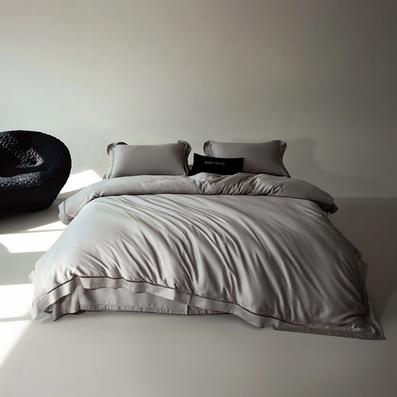 Комплект постельного белья из 100% эвкалипта Tencel Lyocell, шелковистый мягкий и гладкий бамбуковый охлаждающий пододеяльник, Комплект постельного белья