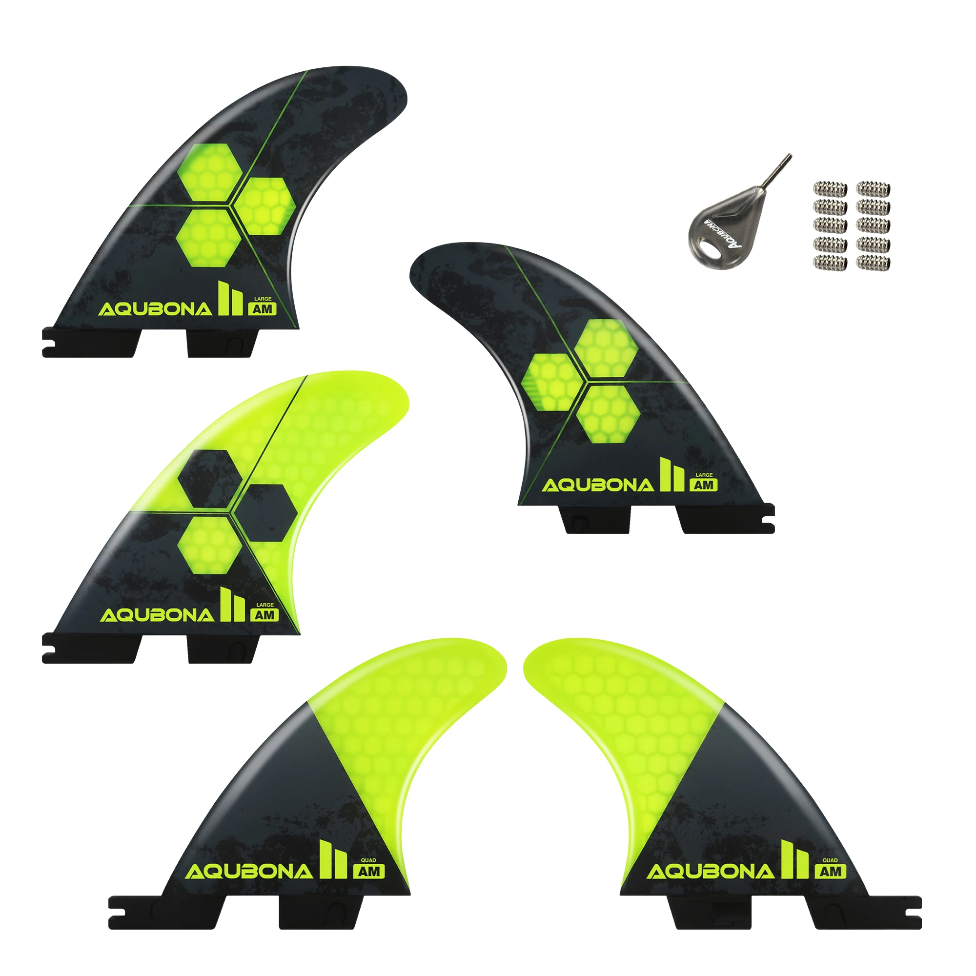 Surfboard Fins Single/Twin F2 II Tab  Surfboard Fiberglass Fins for Surfing-Blue/Yellow/Red(AM Medium Large Small)