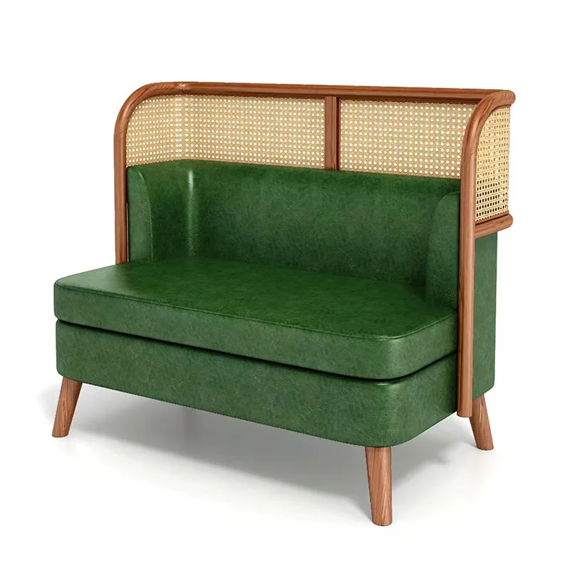 Southeast Asia style solid wood rattan card seat sofa designer Hong Kong style  coffee shop table and chair combination