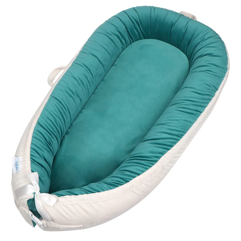 Baby Lounger Baby Nest Sleeping for Infant Floor Seat Original Lounger Baby Nest Ultra Soft Velvet & Breathable Fiberfill