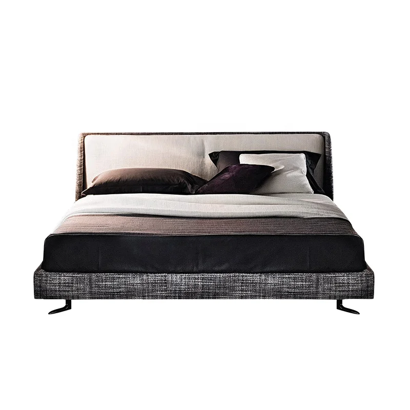 2022 Modern Leather Upholstery beds Headboard Back King Size Frame Bed Europe Style factory Wholesale Home Furniture