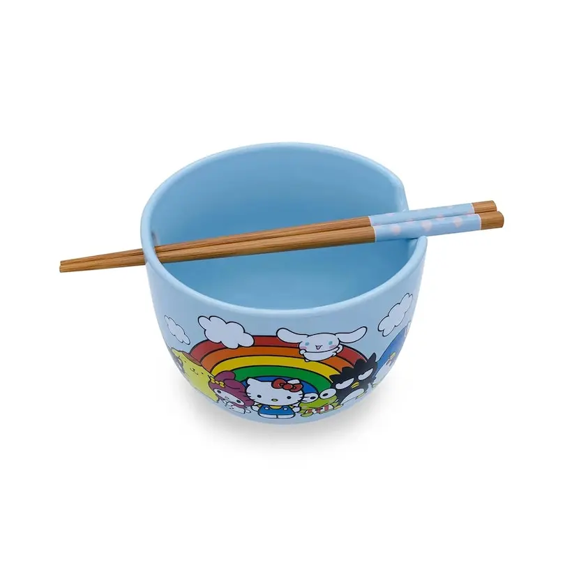 Small fresh cartoon pattern decal ceramic Lamian Noodles bowl tableware set Christmas gift for children
