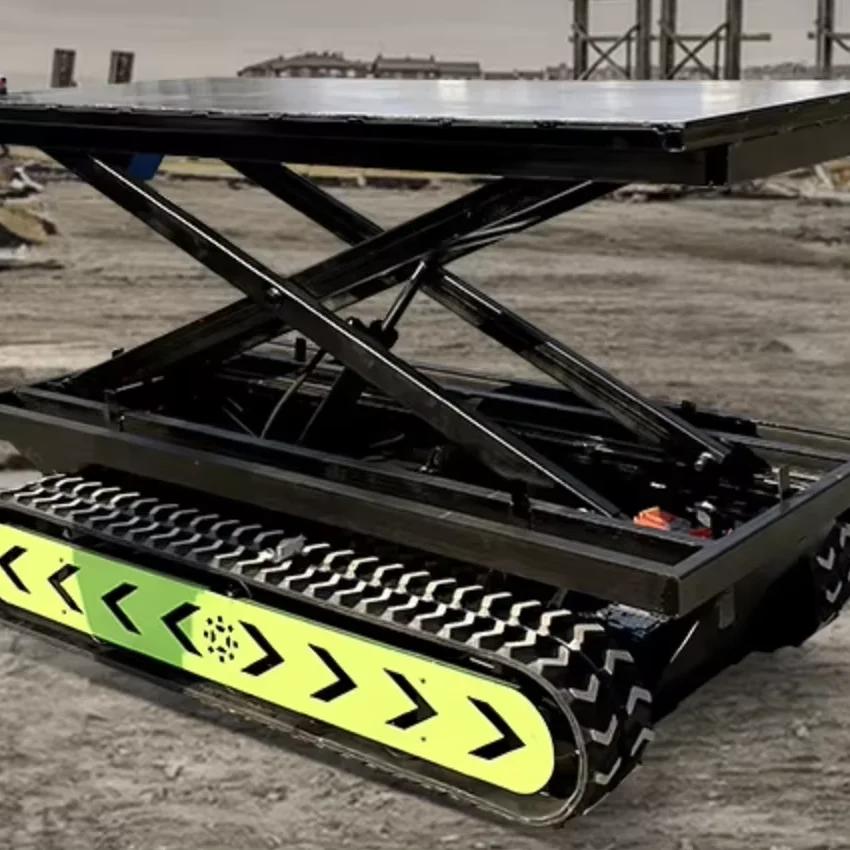 Small Crawler Lifting Platform electric walking hydraulic lifting robot chassis Undercarriage blue crawler loader