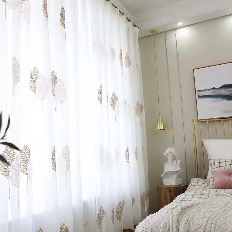 Ready Made Embroidery Sheer Curtains For The Living Room Window