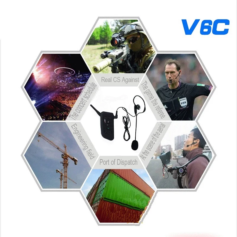 V6C гарнитура для футбольного судьи BT внутренняя связь полный дуплекс 2 пользователя 1200 м