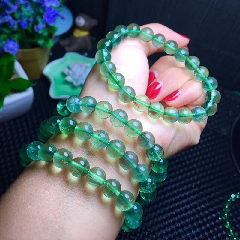 Wholesale natural crystal 8.5mm green fluorite bead Bracelet