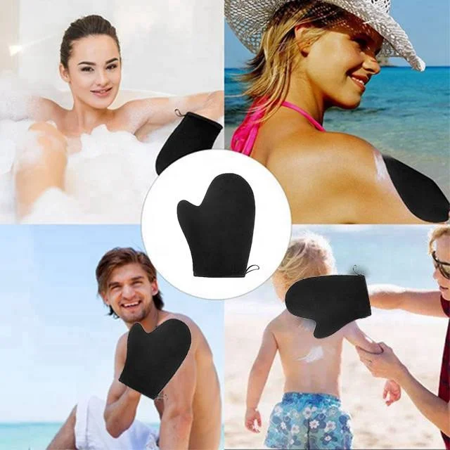 Self Tan Mitt with Velvet Tanning mitt Tanning Mitten,Self Tanner Back Applicator,Face Tanning Glove Exfoliate Mitt