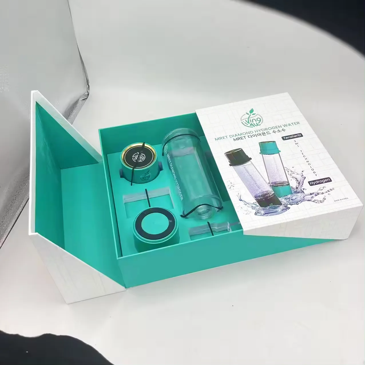 Customized Luxury Water Bottle Paper Box Packaging Printed Logo Two Double Door Rigid Box