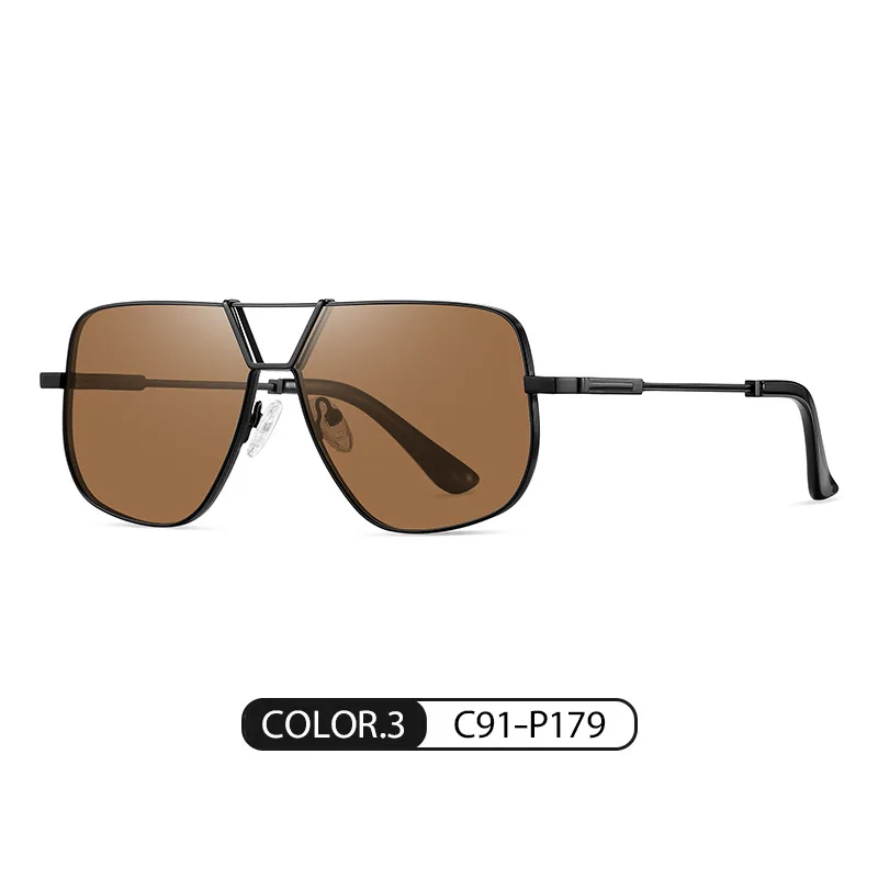 2024 double bridge polarized shades customized logo Fancy Square metal mens sunglasses