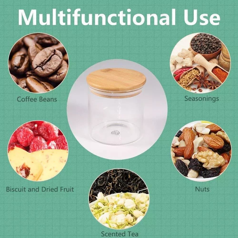 
Cosmetic 5ml 15ml 20ml 30ml 50ml 100ml Black Round Glass Jar with Bamboo Lid 