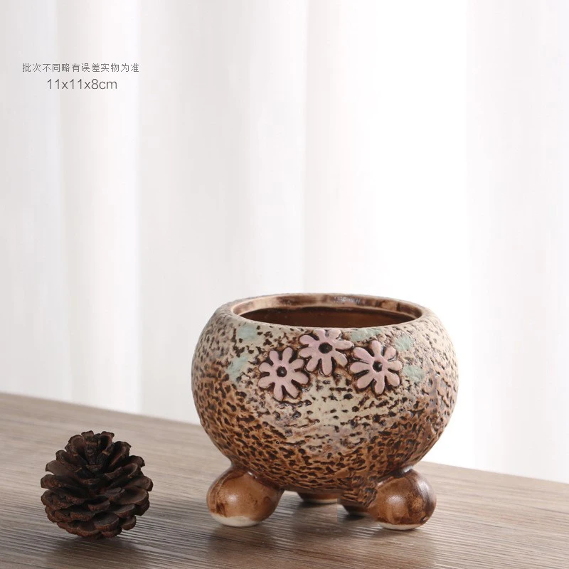 3D Hand-Painted Succulent Flower Cactus Pots Protruding Flower Pattern Planter Container Plant Pot Not Include Plants