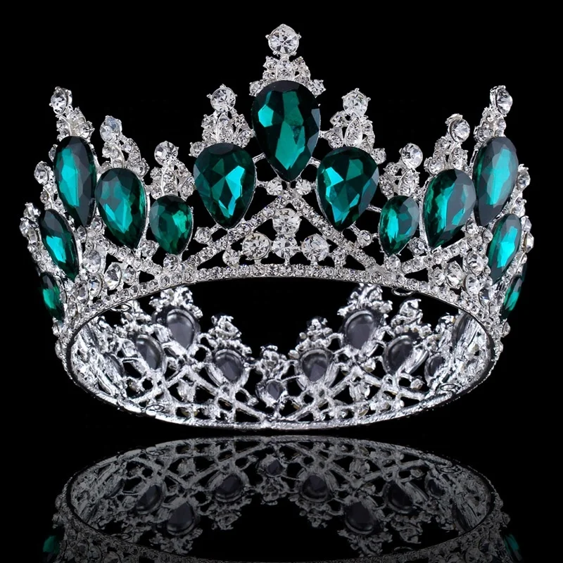 
Baroque golden round princess queen rhinestone big crown bride wedding headdress wedding dress crown jewelry 