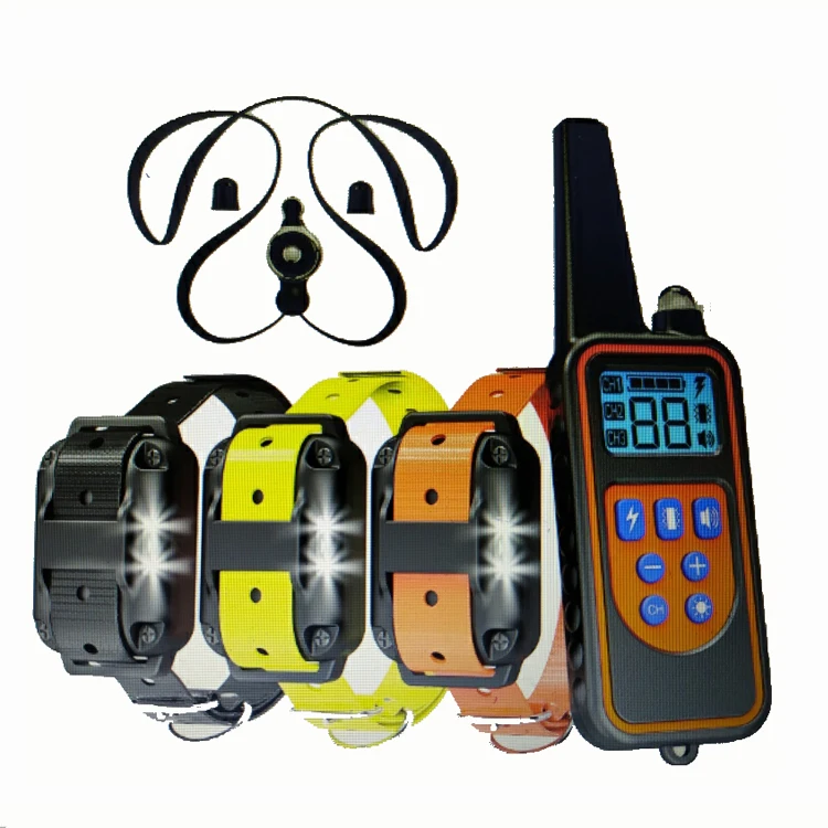 
Amazon Top Seller 800m Smart 3 Collar Rechargeable Waterproof Electronic Shock Remote Dog Training Collar 