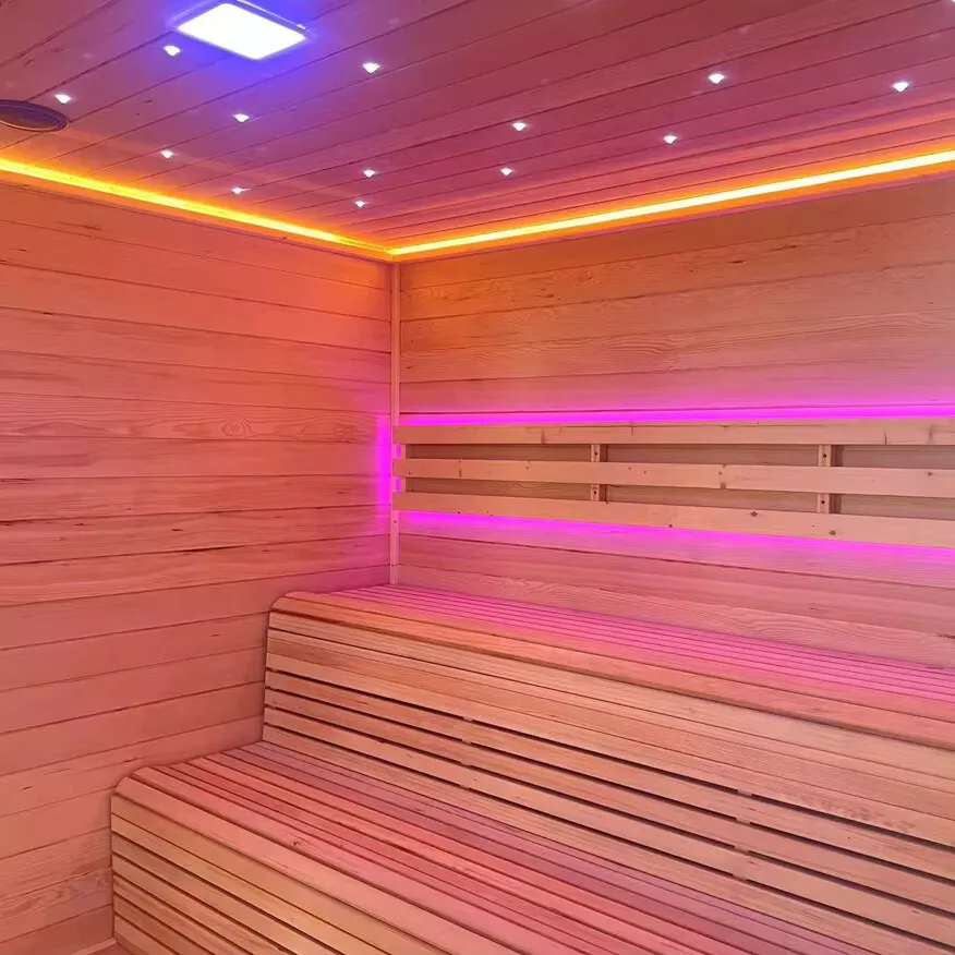 TaiZi factory sells luxury Hemlock sauna with Bluetooth speakers