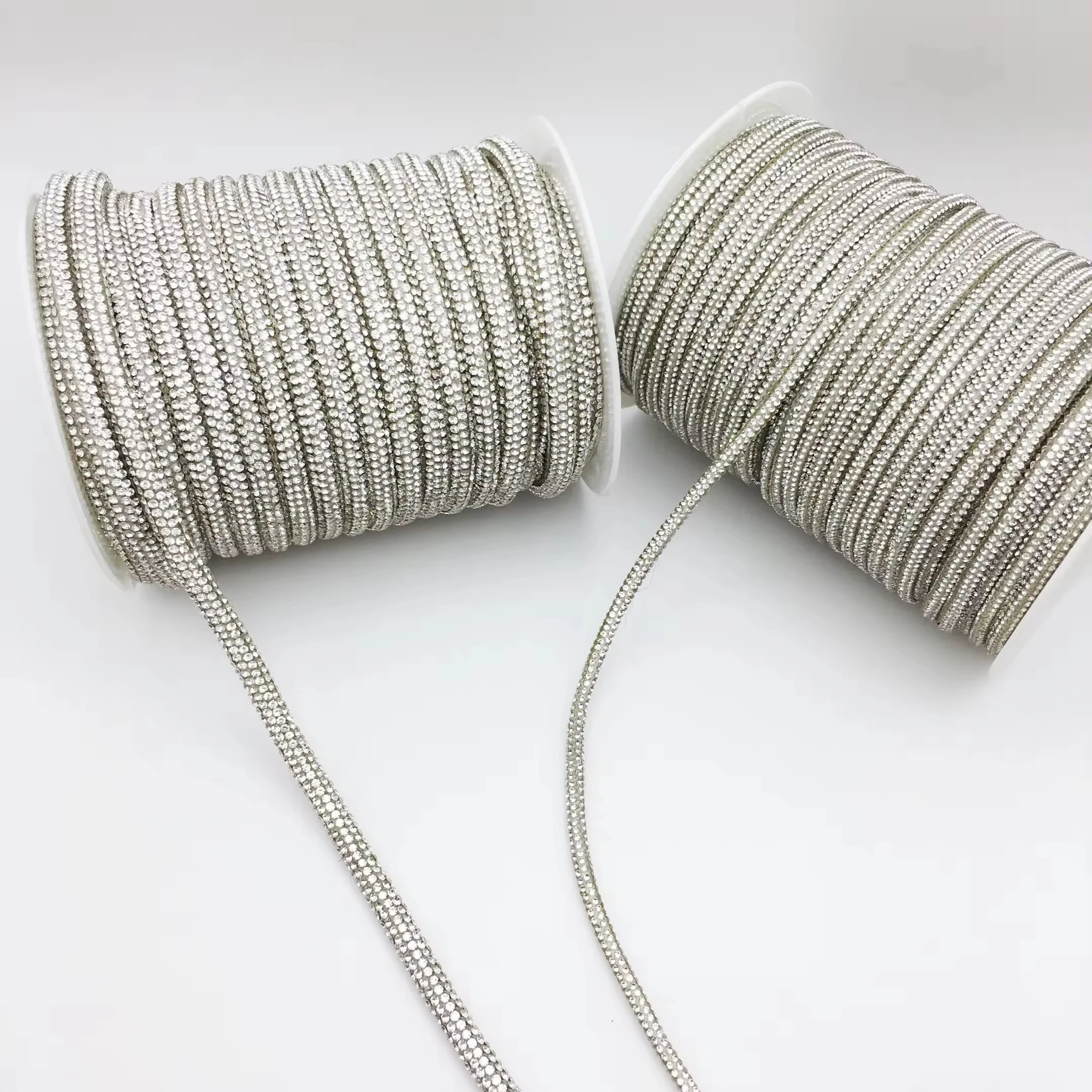 SINRONG 6mm rhinestone rope rhinestone drawstring Crystal decorative shoelaces DIY rope color AB round tube  rope laces