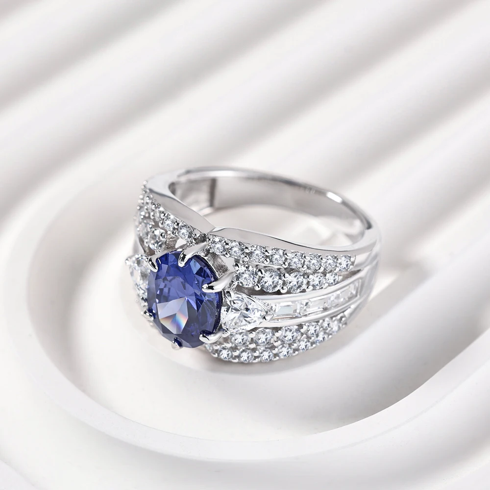 925 серебряные обручальные кольца с сапфировым ремешком Овальный Рубин синий сапфир массивные мужские кольца