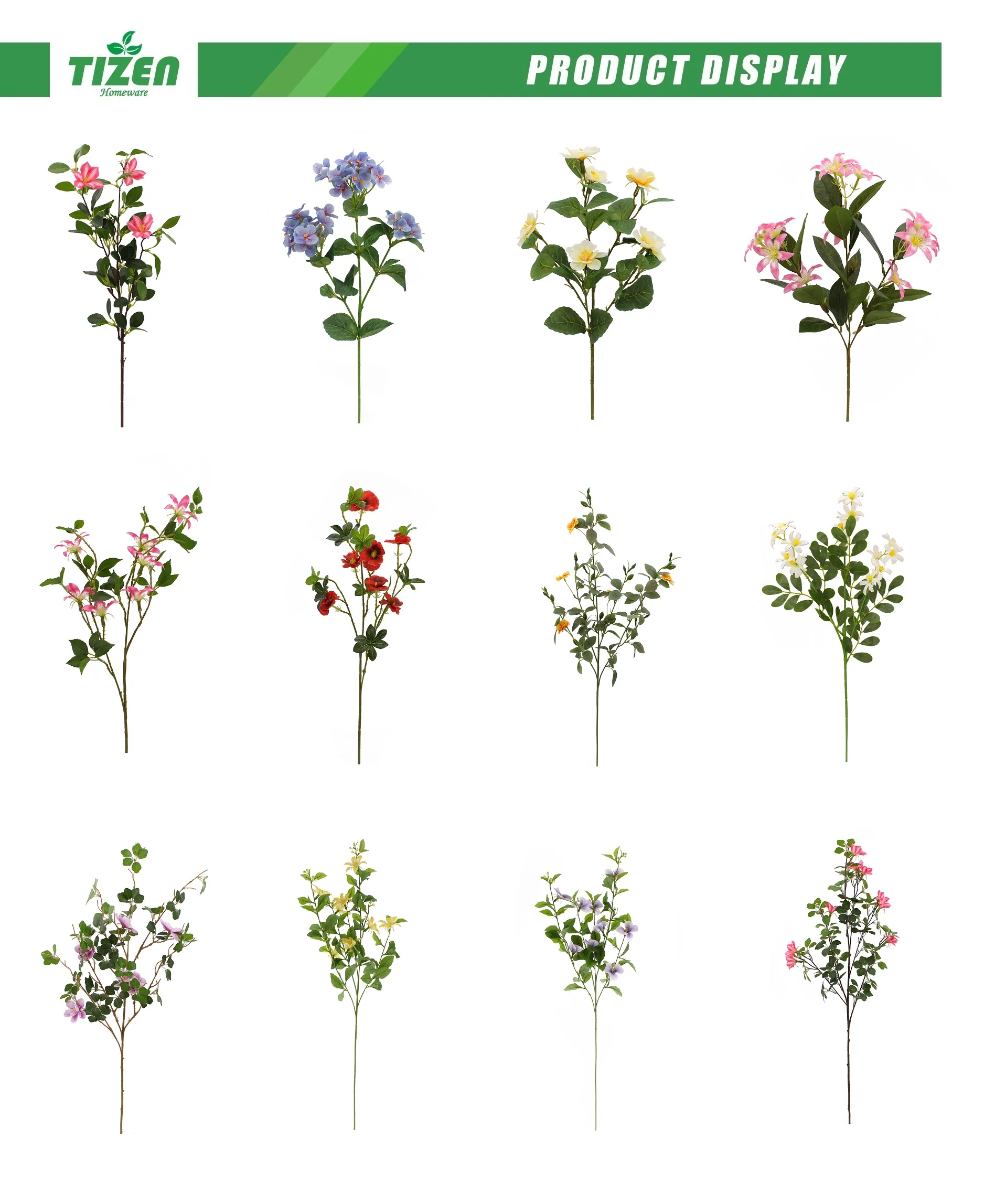 Tizen High Quality Natural-Like Flores Artificial Flowers Artificial Galsang Flower Spray Door Decoration