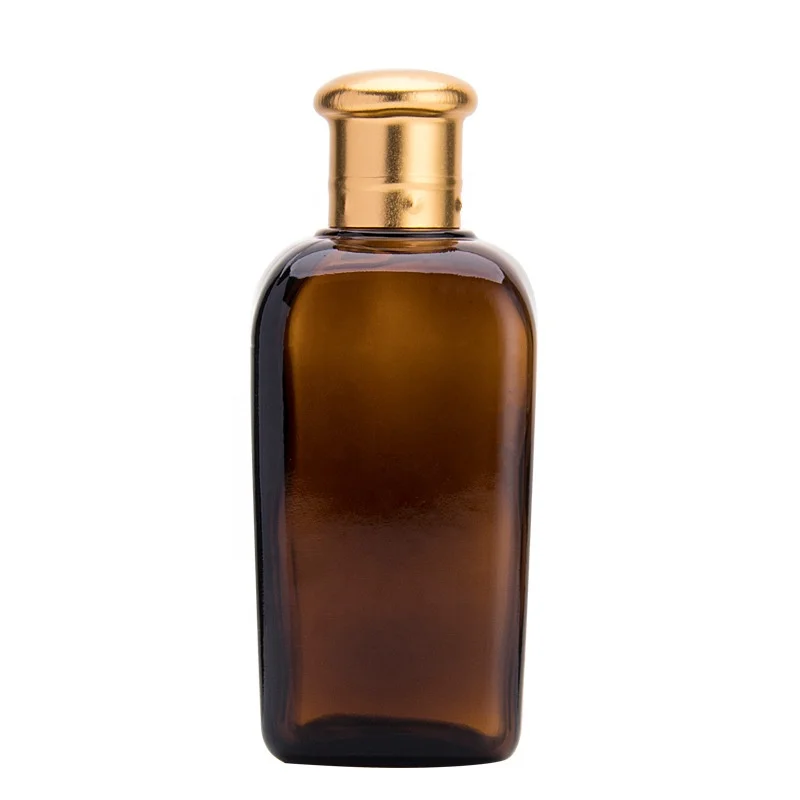 Empty amber 100ml square essence oil glass bottle cosmetics packaging separate lotion dropper glass bottles in stock