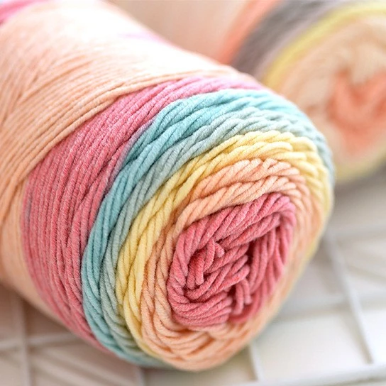 Rainbow Colors Soft Hand Knitting Yarn Baby Yarn 5ply 100g 55% Acrylic 45% Cotton Milk Cotton Yarn for Crochet