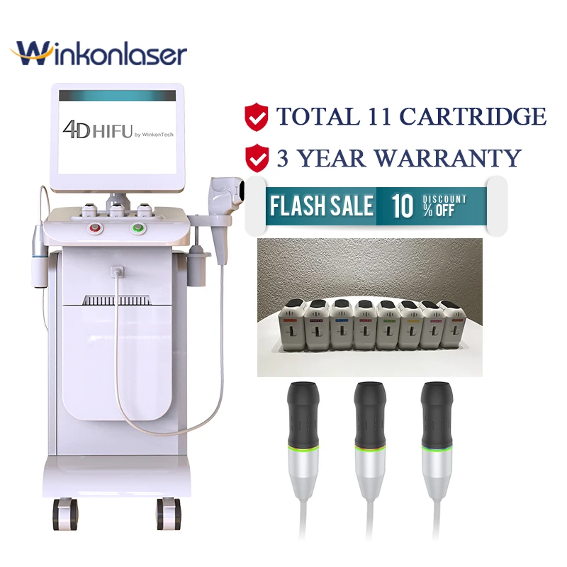 Dual Handle 2 in 1 Painless 11 Line 4D 5D Hifu Cartridge 100 000 Shots Smas Treatment Machine Facial