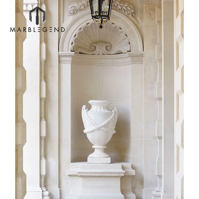 Наружная ручная резная каменная статуя ниши белый мраморный камень нишевое окружающее пространство
