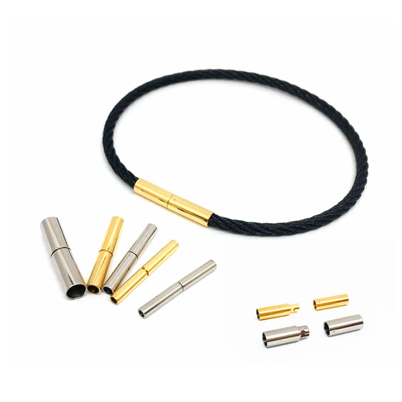 1.8-5 mm Inside Hole Stainless Steel Spring Clasps For Round Leather Bracelet 4203