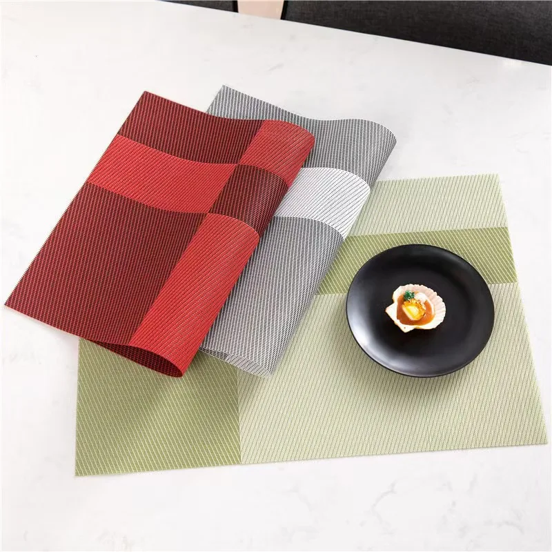 Rectangle Custom Plates Mats PVC Placemat Table Mat Dining Table Plastic Vinyl Woven Placemat For Restaurant Luxury Designs