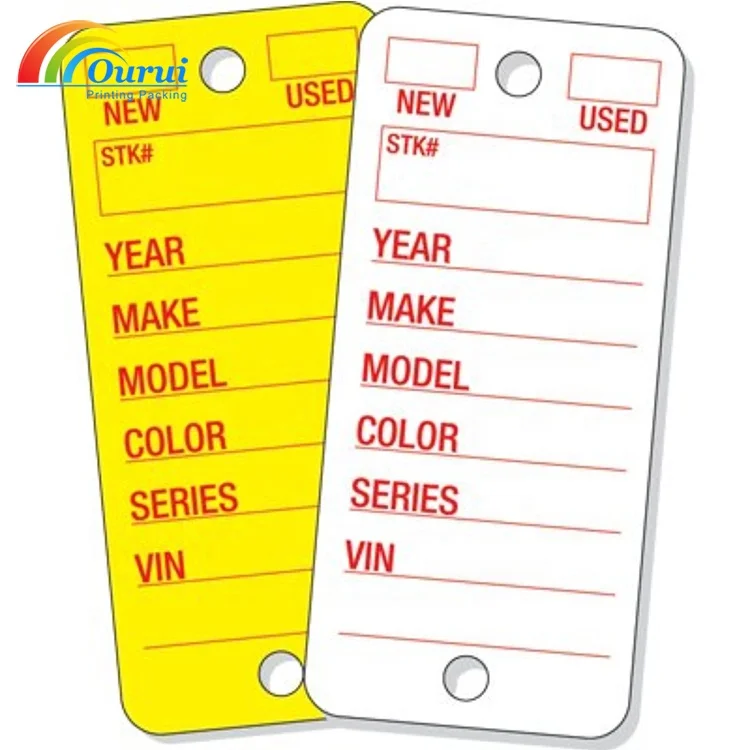 Key Car ID Tags with Key Rings, Dealership Supplies, Workshop Car Dealer Poly Key Tag