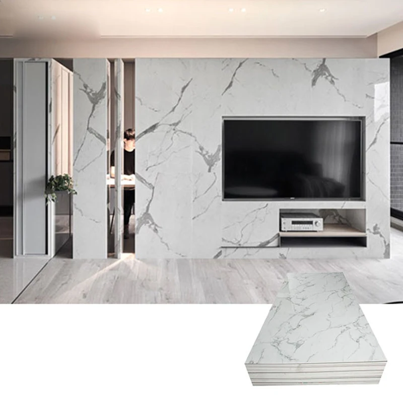 High glossy Solid artificial Marble Sheet PVC Wall Panels Ceiling water proof UV board