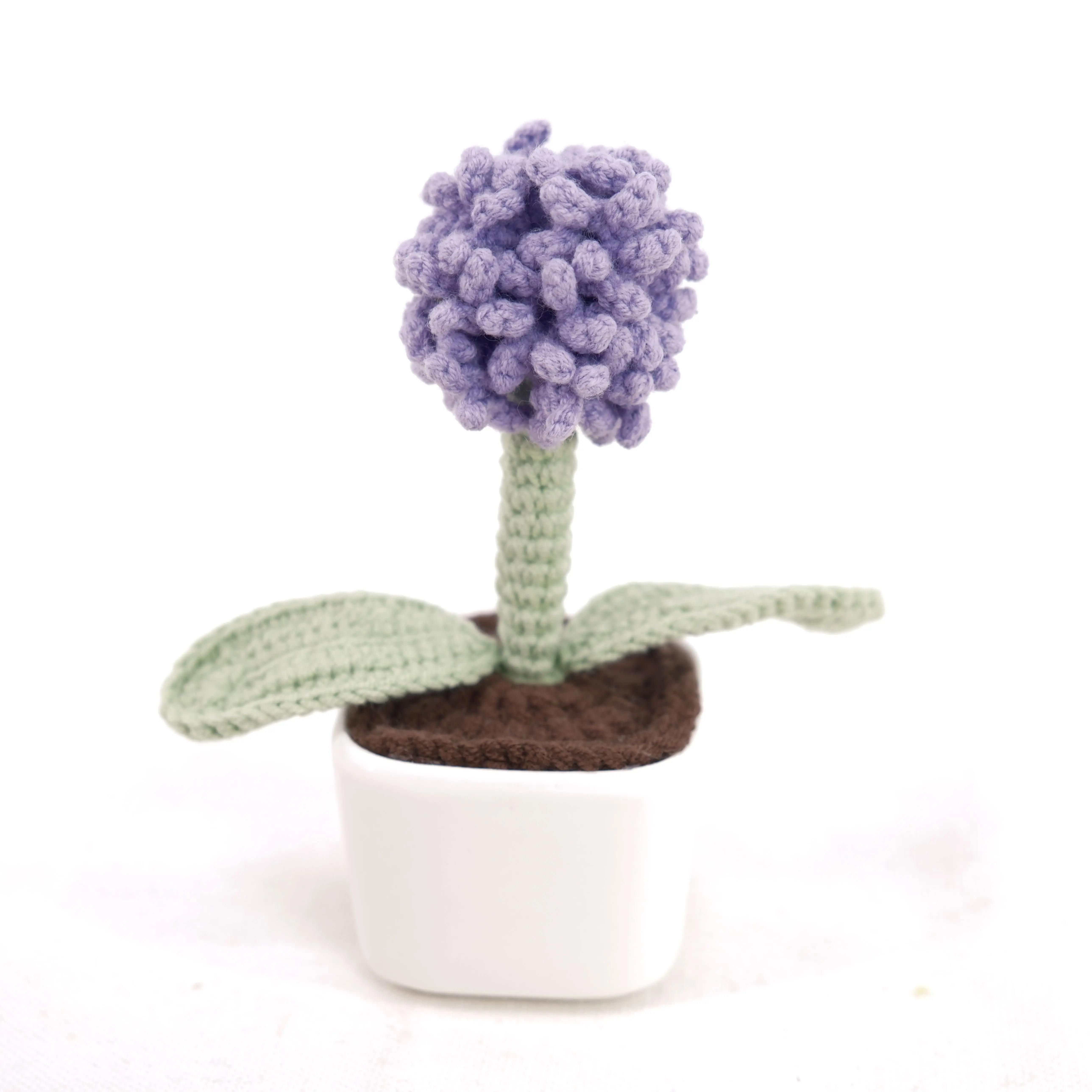 Supplier Home Decor Handmade Mini Simulation Flowers Potted Plants Wool Crochet Finished
