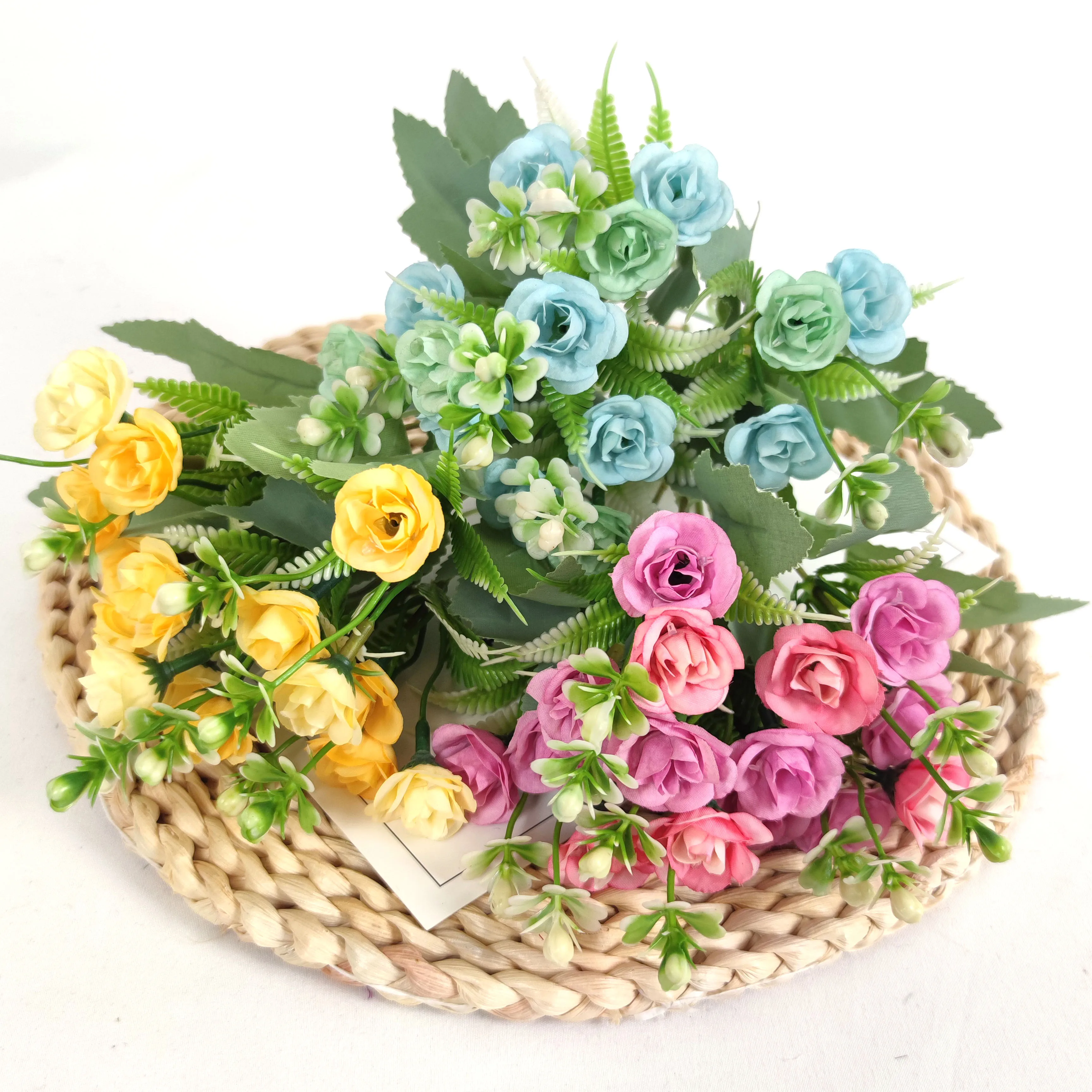 YIWAN wholesale artificial mini roses flowers silk rose for home Wedding Decoration hotel outdoor indoor