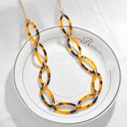 New Arrivals Long Chain Necklace For Women Tortoiseshell Acrylic Necklace Jewelry