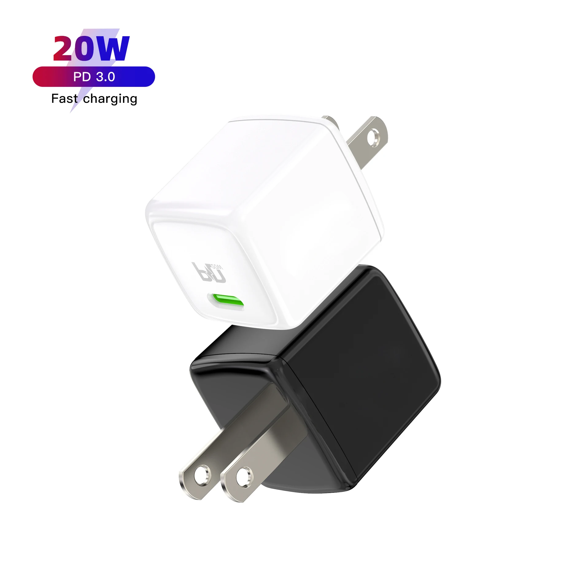 Newest Design Us Eu Uk Eu Plug Foldable Plug 20w Mini Pd Fast Charger Type C Usb-c Pd Adapter Single Port Usb Wall Charger