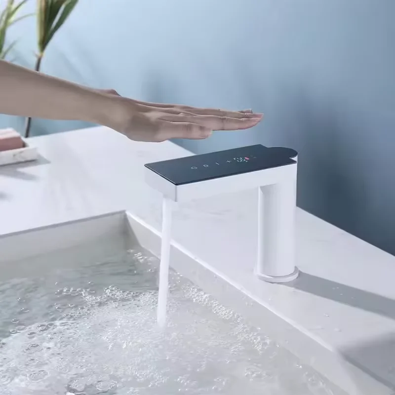 Touch Screen Hot and Cold LED Digital Display Intelligent Infrared Sensor Basin Faucet Bathroom Faucet Tap